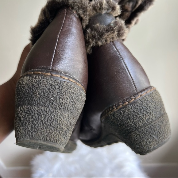 DPN Collection brown fur lined wedge boots shoes 10M - Picture 5 of 14